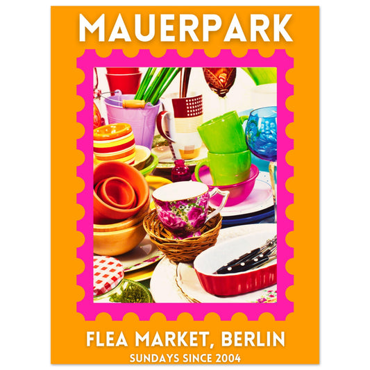 Mauerpark Flea Market Orange/Pink Poster Unframed