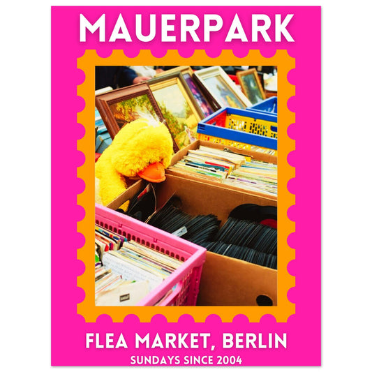 Mauerpark Flea Market Pink/Orange Poster Unframed