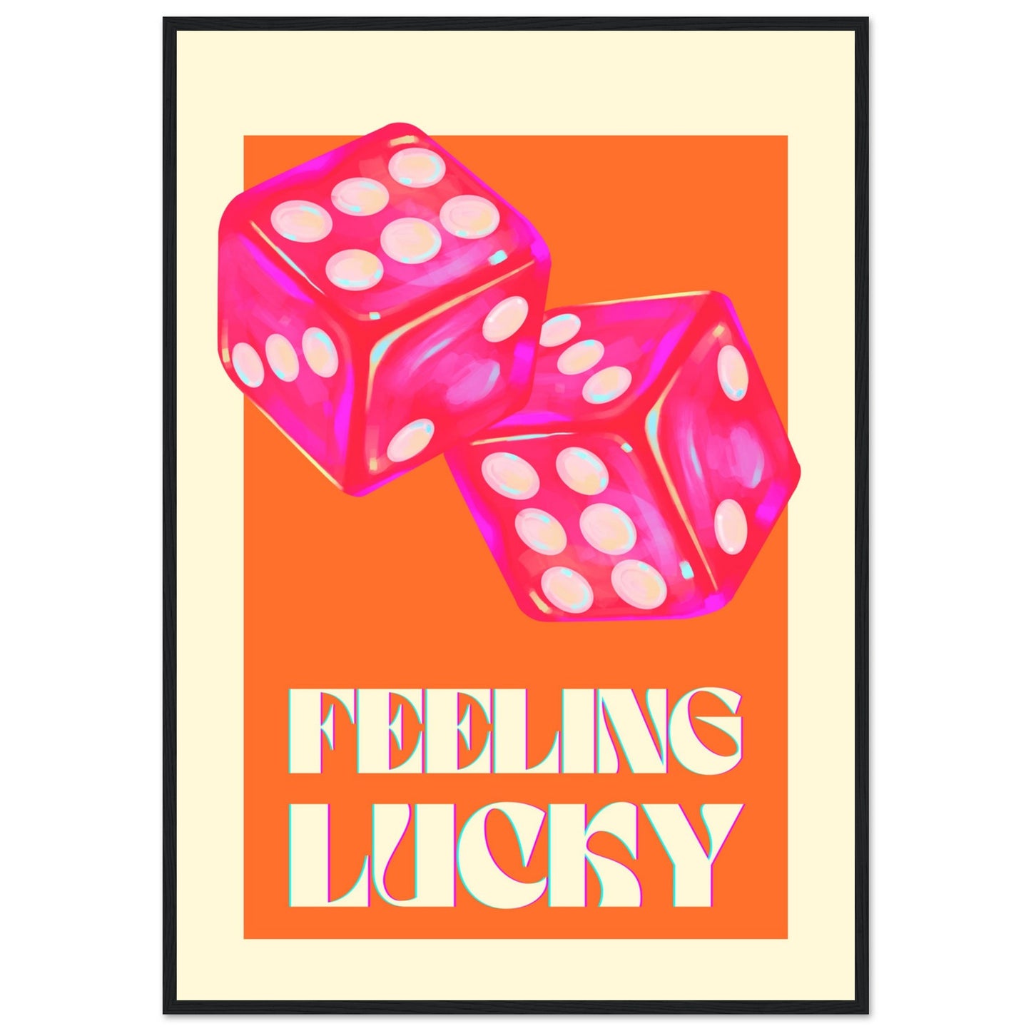 Feeling Lucky Orange & Pink Poster Framed