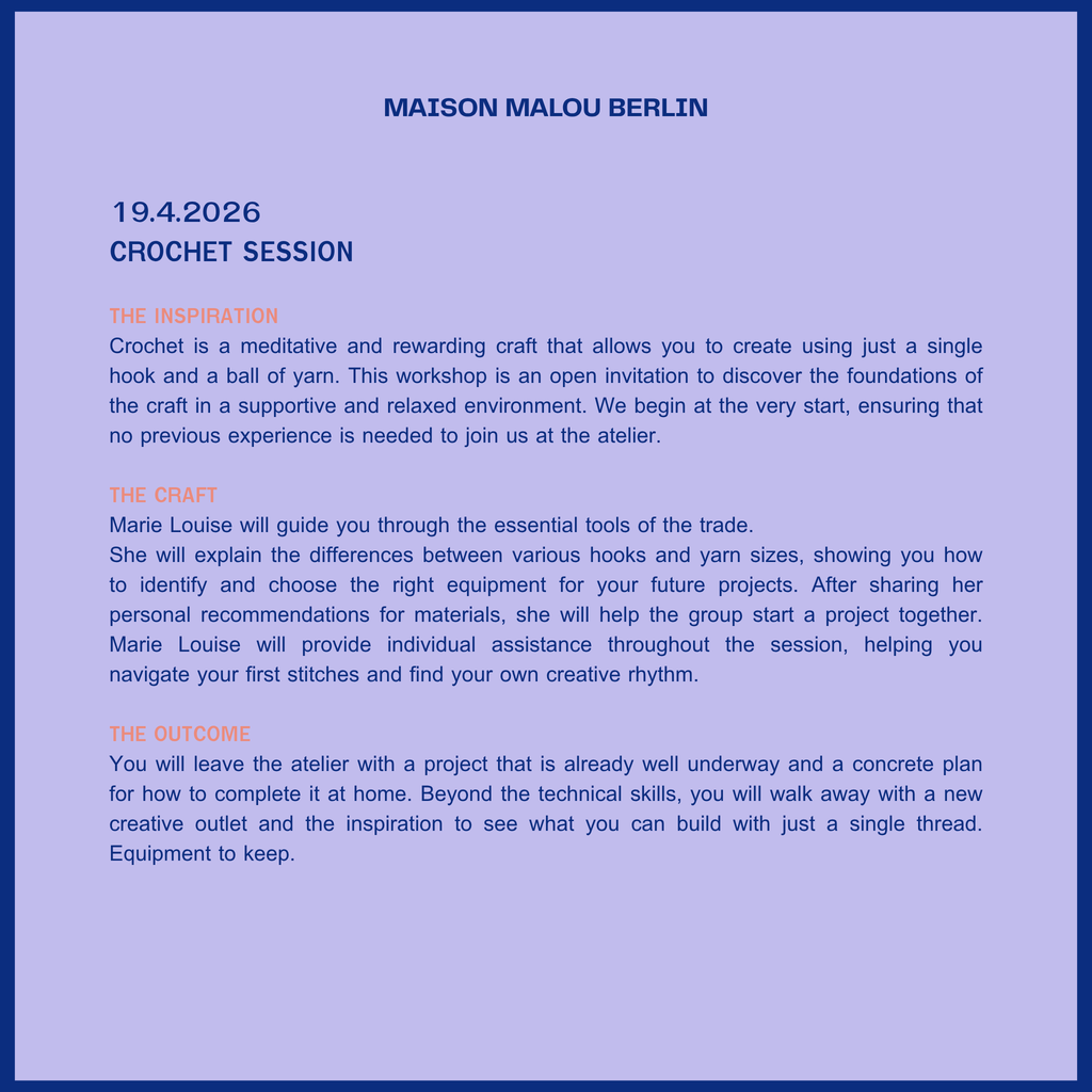 Slow Fashion Session: Crochet | Sunday Atelier Workshop | April 19th