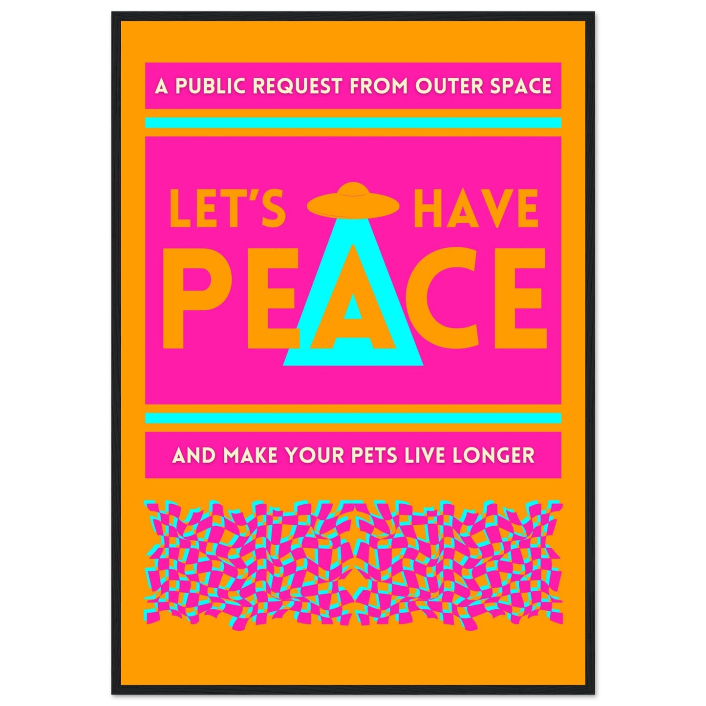 Let's Have Peace Orange/Pink Poster Framed