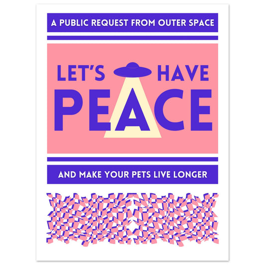 Let's Have Peace Blue/Peach Poster Unframed