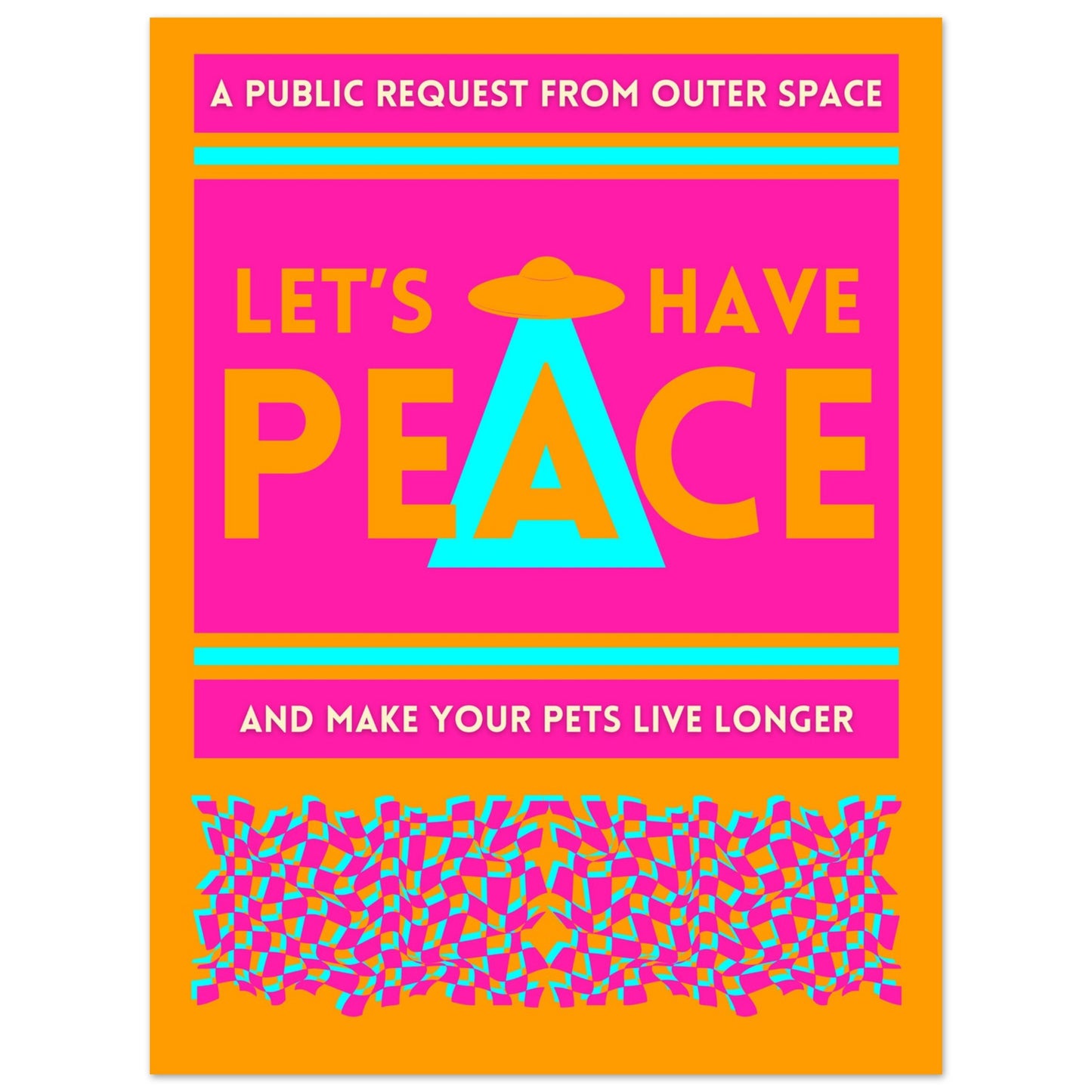 Let's Have Peace Orange/Pink Poster Unframed