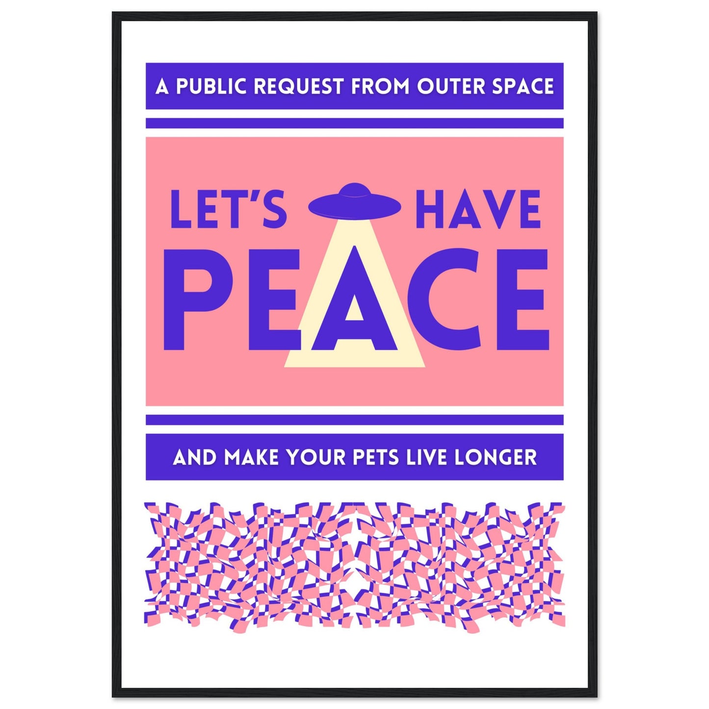 Let's Have Peace Blue/Peach Poster Framed