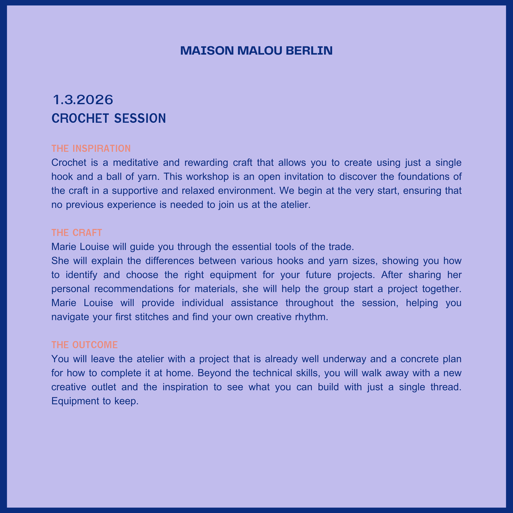 Slow Fashion Session: Crochet | Sunday Atelier Workshop | March 1st