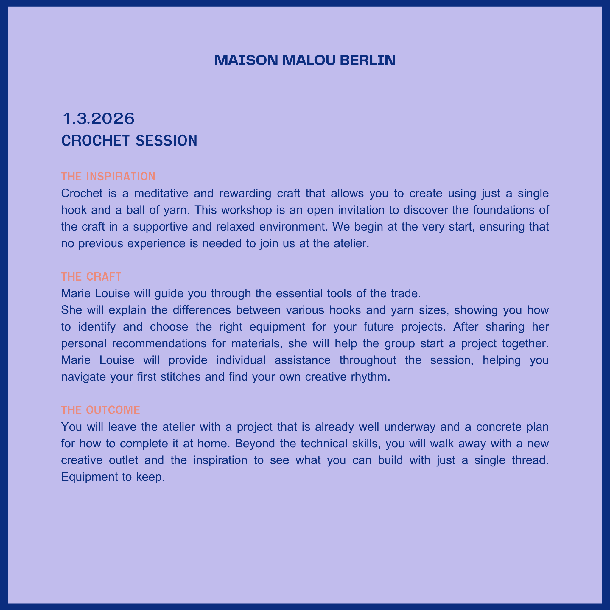 Slow Fashion Session: Crochet | Sunday Atelier Workshop | March 1st