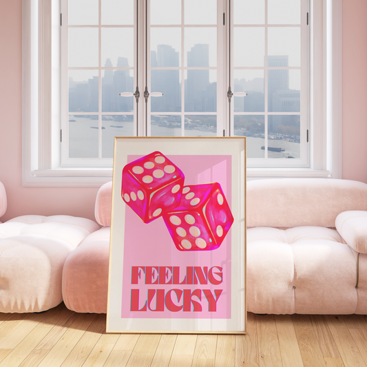 Feeling Lucky Pink & Red Poster Framed