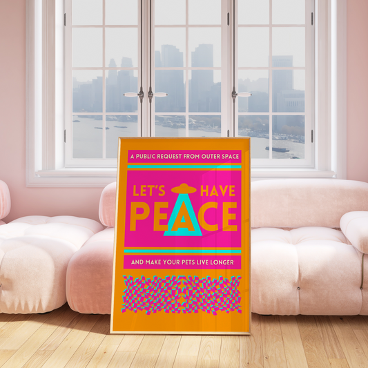 Let's Have Peace Orange/Pink Poster Framed