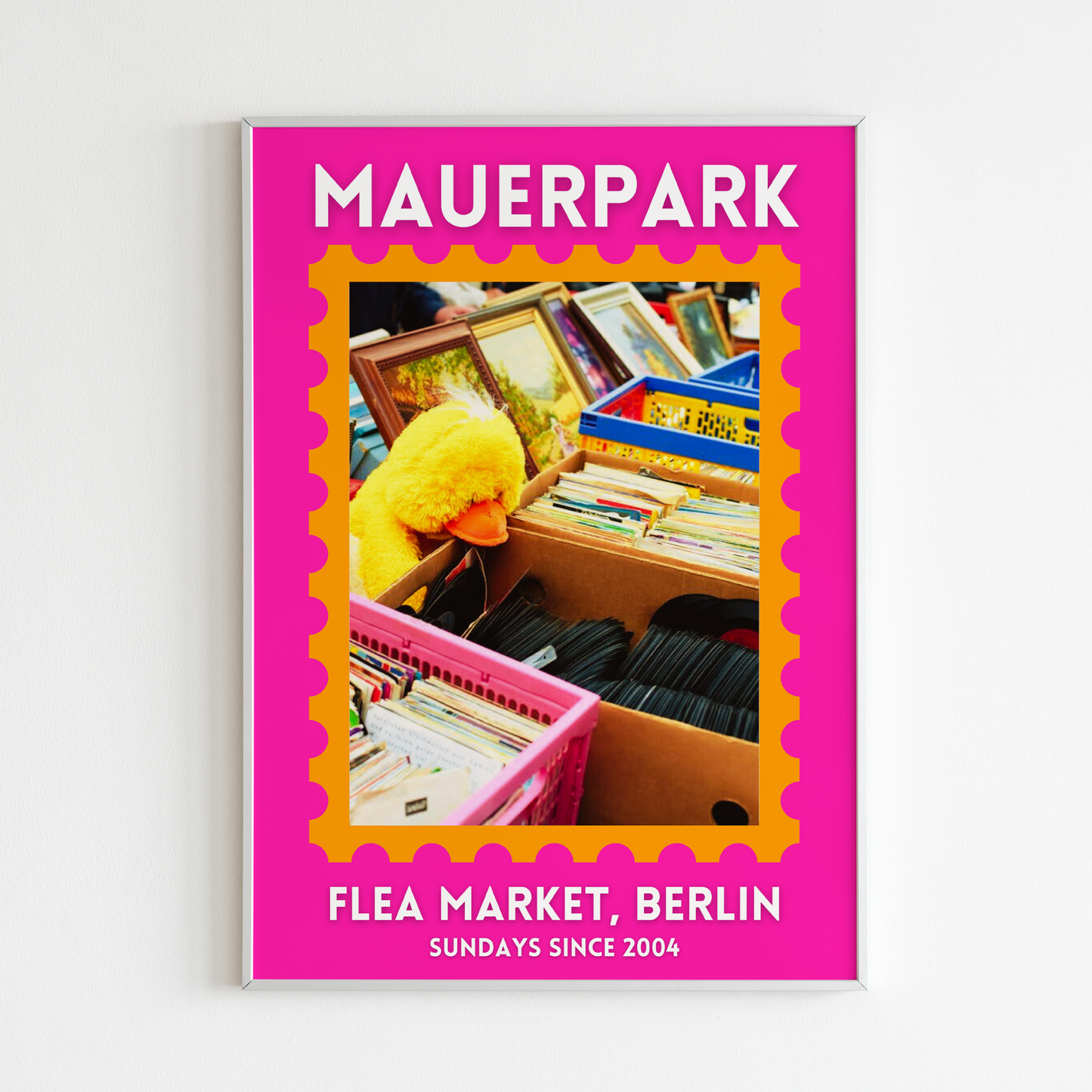 Mauerpark Flea Market Pink/Orange Poster Framed