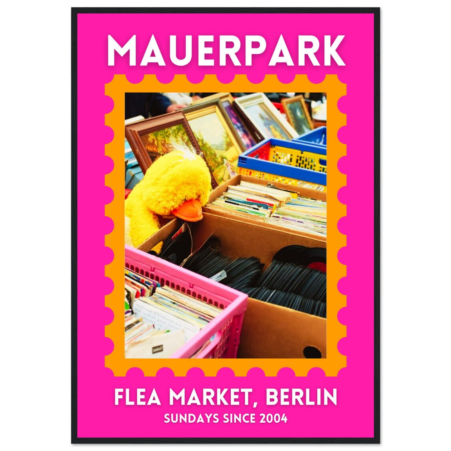 Mauerpark Flea Market Pink/Orange Poster Framed