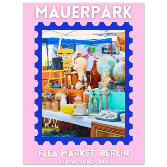 Mauerpark Flea Market Blue/Pink Poster Unframed