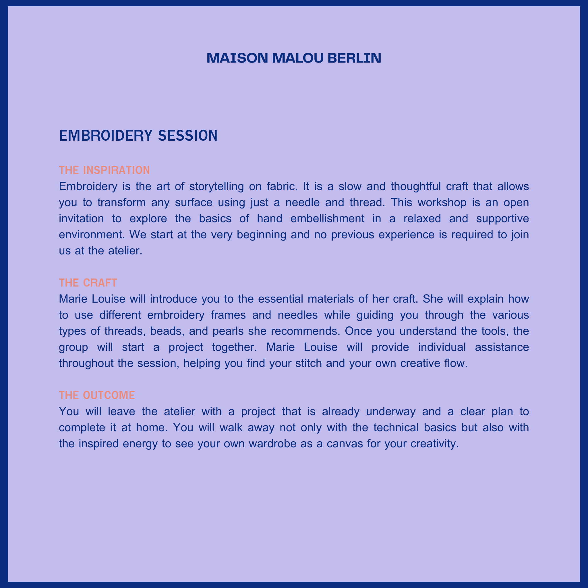 Slow Fashion Session: Embroidery | Sunday Atelier Workshop | Summer 2026, Date Coming Soon