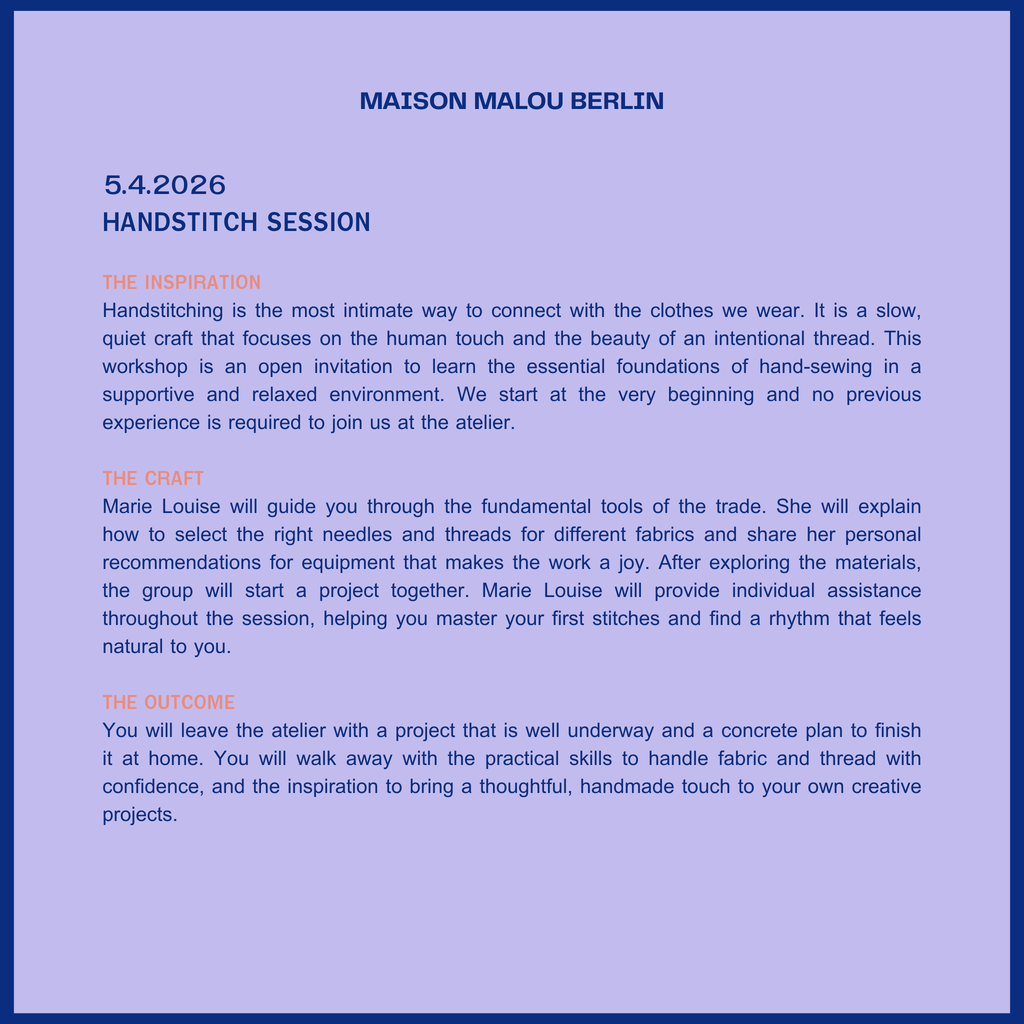 Slow Fashion Session: Handstitching | Sunday Atelier Workshop | April 5th